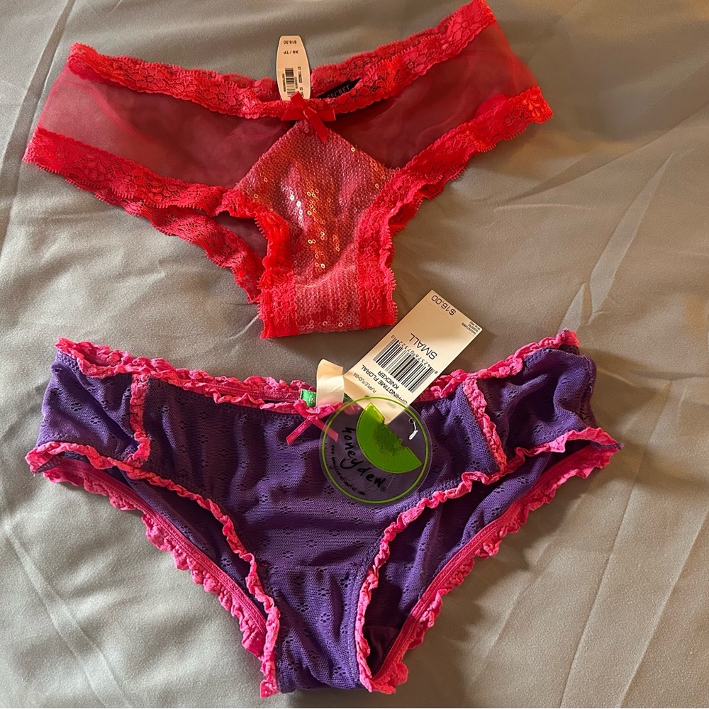 Pretty sexy panties NWT Purple Honeydew (small) & red Victoria’s Secret (XS)